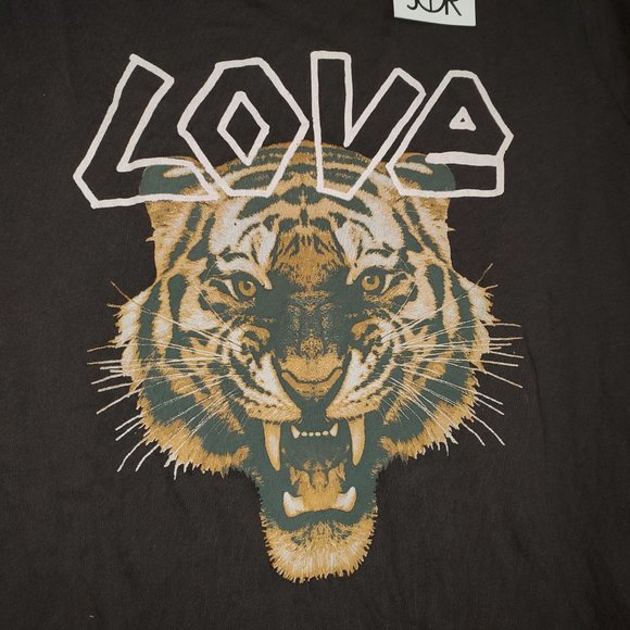 NWT Chaser LOVE Tiger Dark Gray Tee T shirt womens Sz XS S M L - Make a Bundle! - Picture 3 of 4